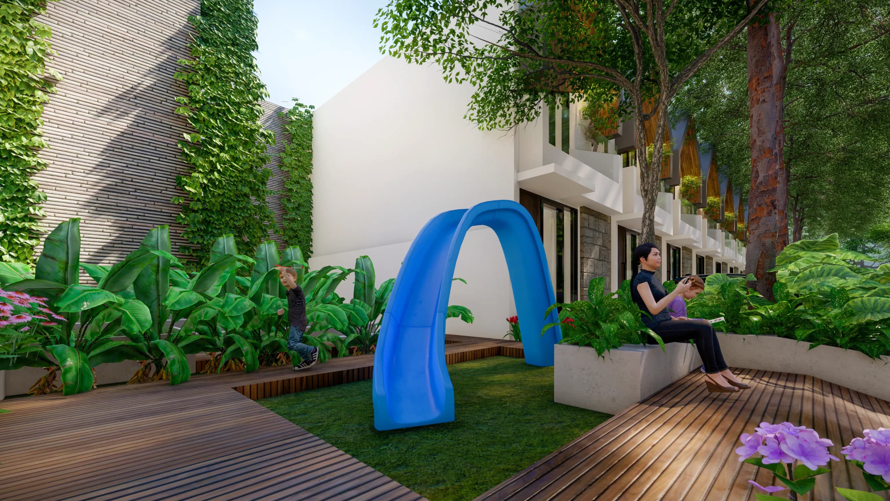 Taman bermain dengan perosotan